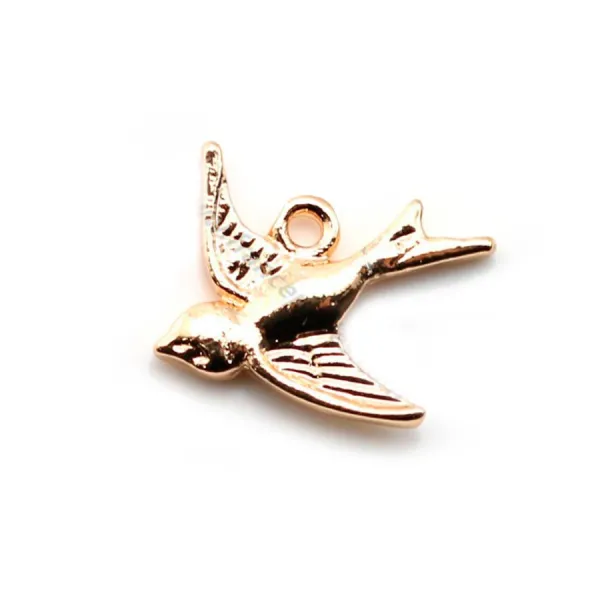 Breloque hirodelle plaqué par "flash" or sur laiton 10x15mm x 4pcs