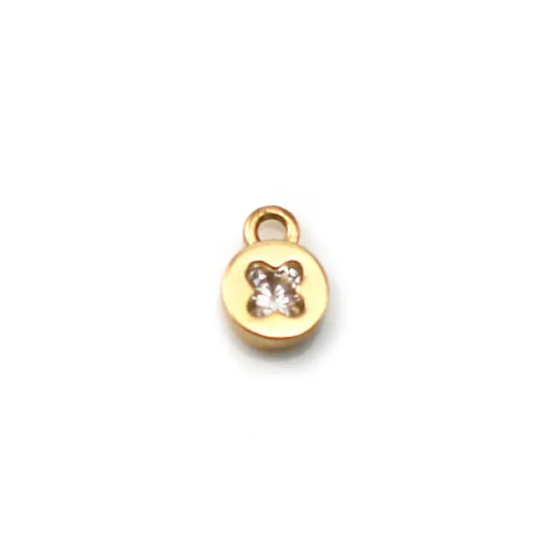Breloque Trèfle Plaqué par "flash" or sur laiton 4mm x 1pc