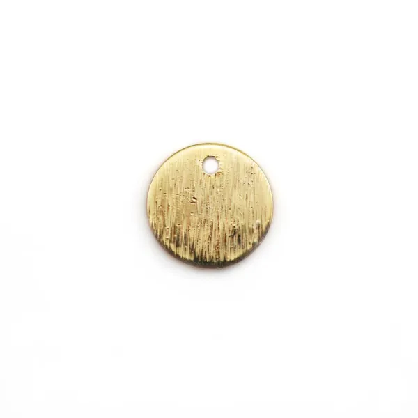 Breloque de forme ronde, plaquée par "flash" or sur laiton 9mm x 4pcs