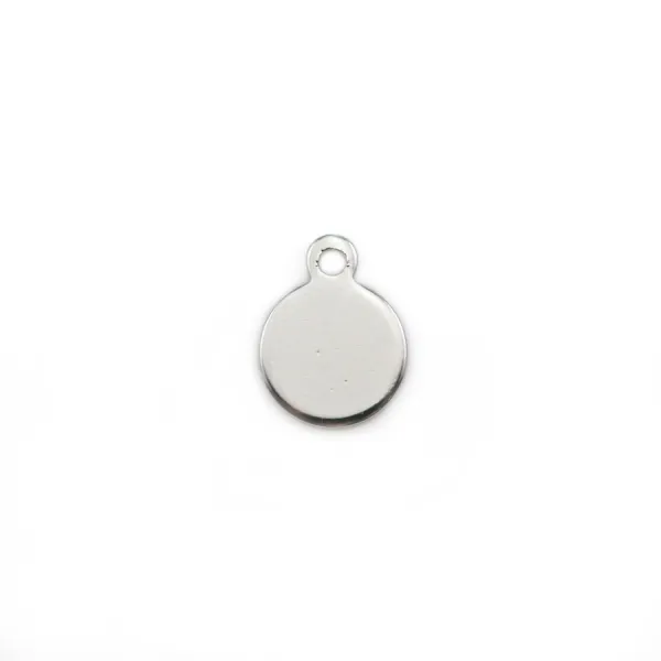 Breloque ronde, plaqué par "flash" or sur laiton 8mm avec un anneau x 10pcs