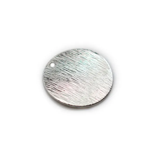 Breloque de forme ronde 18mm, plaqué par"flash" or blanc sur laiton x 4pcs 
