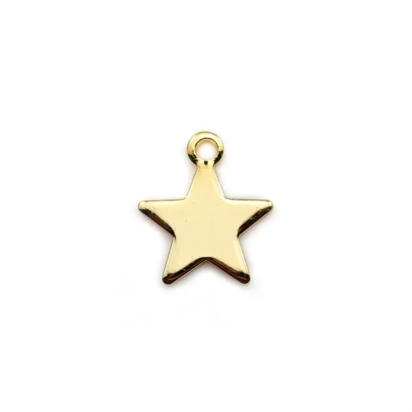 Charm star by "flash" gold on brass 7x10mm x 10pcs