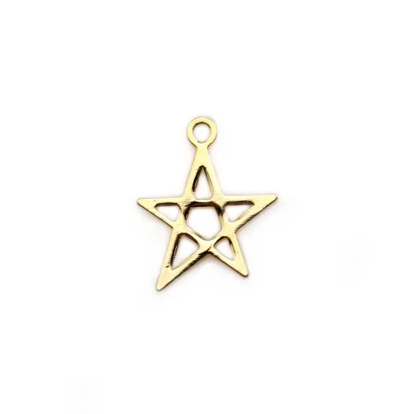 Charm star by "flash" gold on brass 11x14mm x 4pcs