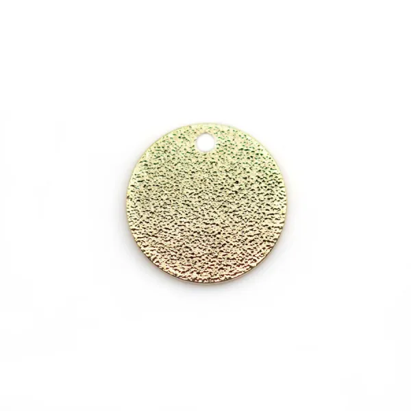 Breloque ronde pailleté, plaqué par "flash" or sur laiton 12mm x 6pcs