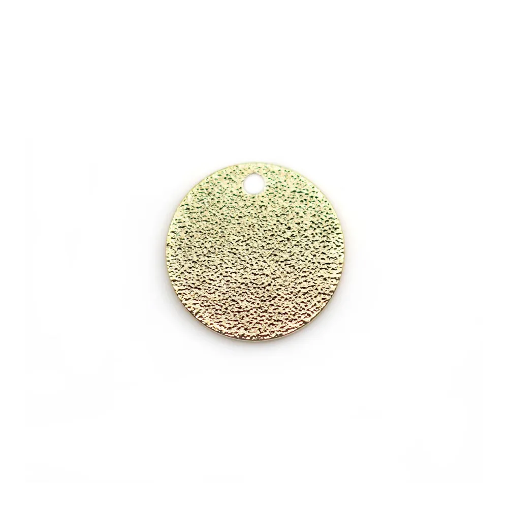 Breloque ronde pailleté, plaqué par "flash" or sur laiton 12mm x 6pcs