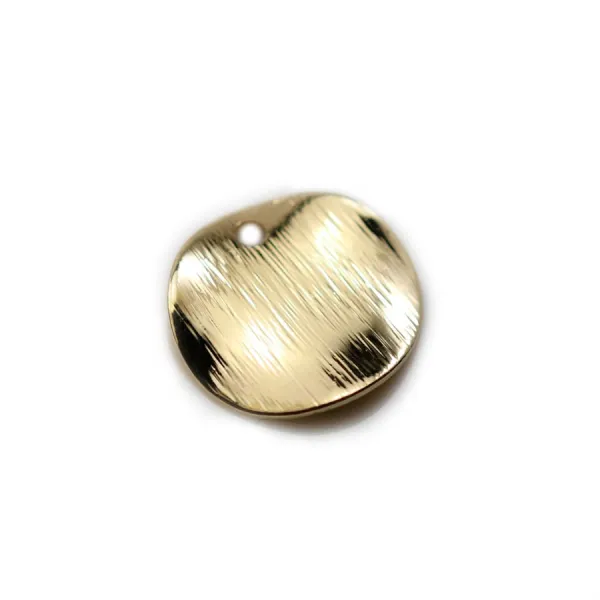 Charm in round shape 15mm plated by "flash" gold on brass x 4pcs