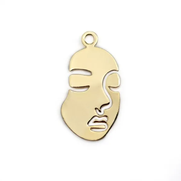 Breloque en visage, de taille 18x33mm x 2pcs