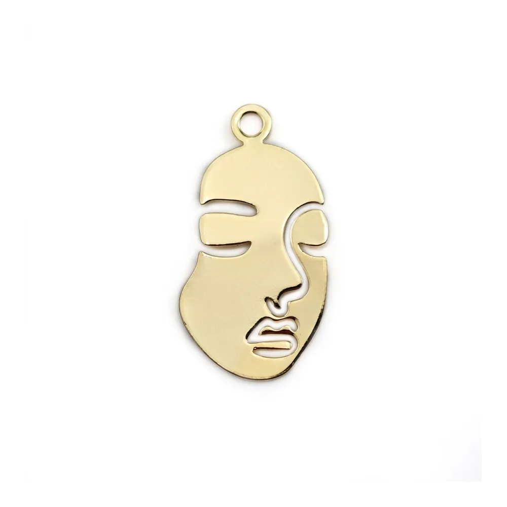 Breloque en visage, de taille 18x33mm x 2pcs
