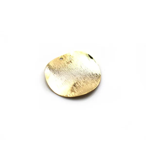 Breloque de forme ronde, plaqué par "flash" or sur laiton 25mm x 1pc