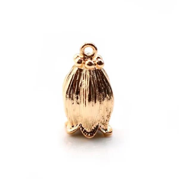 Pendentif muguet lalique plaqué par "flash" or sur laiton 8x14mm x 2pcs 