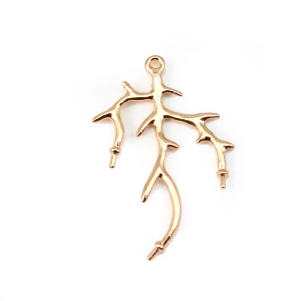  Coral by "flash" Gold on brass 22x32mm x1pc