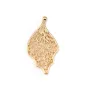 Feuille d'arbre dorée sur laiton 17x33mm x1pc