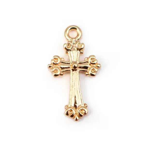  Cross by "flash" Gold on brass 10x18mm x1pc