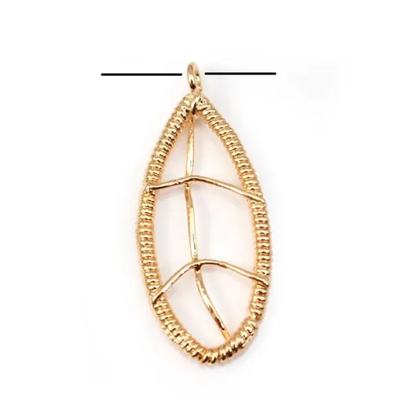  Leaf by "flash" Gold on brass 13.5x32mm x1pc