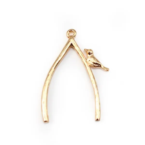  Birds on the branch by "flash" Gold on brass 18x30mm x 1pc