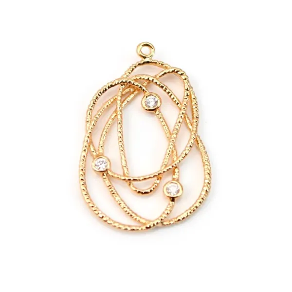 Orbit with strass by "flash" gold on brass 19x28mm x 1pc