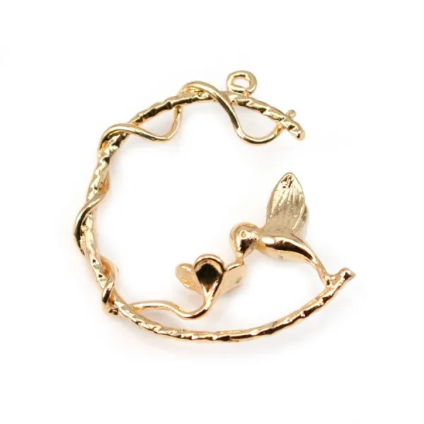 Pendentif Colibri Plaqué par "flash" or sur laiton 28mm x1pc