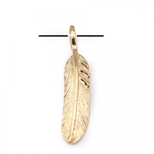 Plume d'arbre Plaquée par "flash" or sur laiton 8.5x40mm x1pc