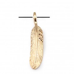  Feather by "flash" Gold on brass 8.5x40mm x1pc