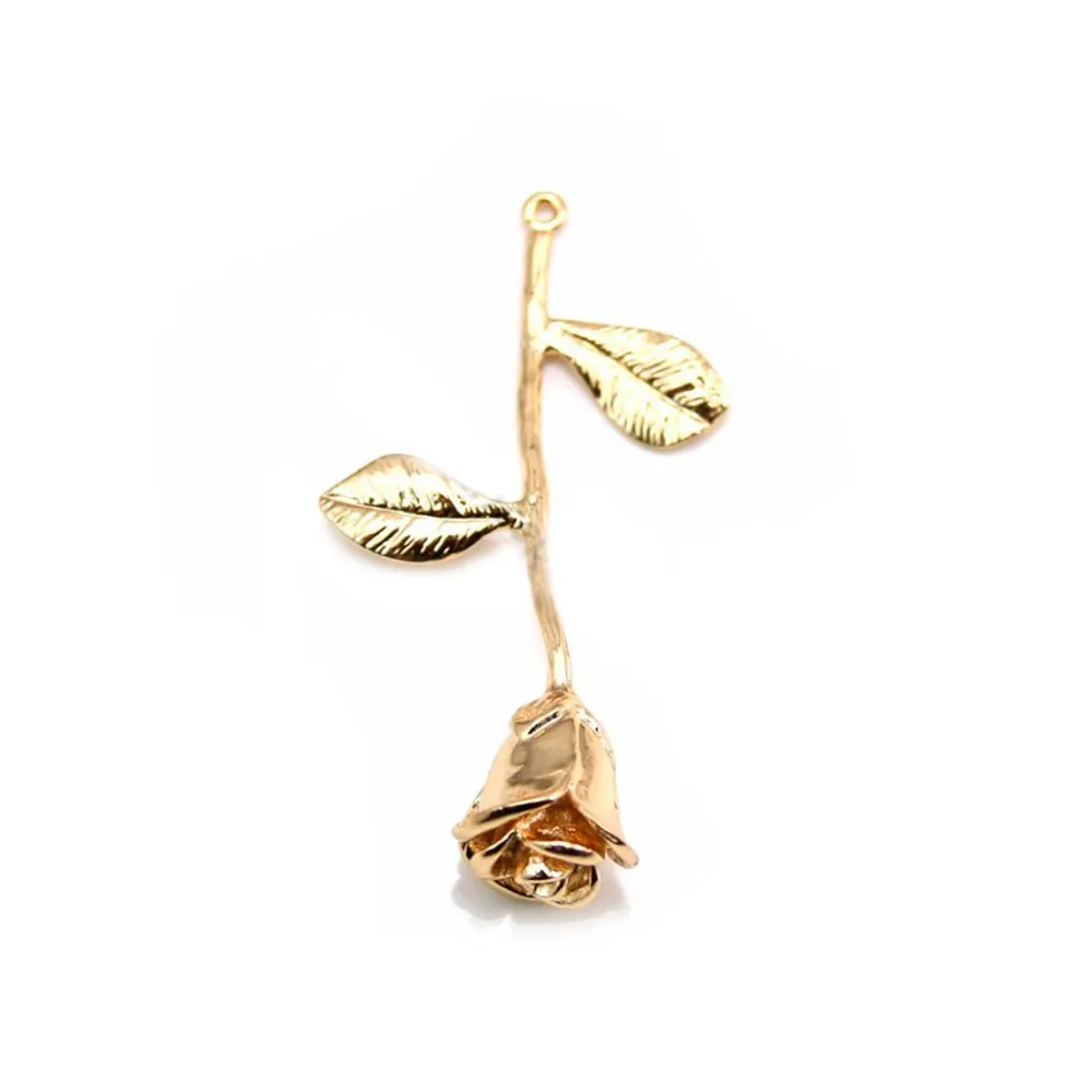 Pendant rose by "flash" gold on brass  24x40mm x 1pc