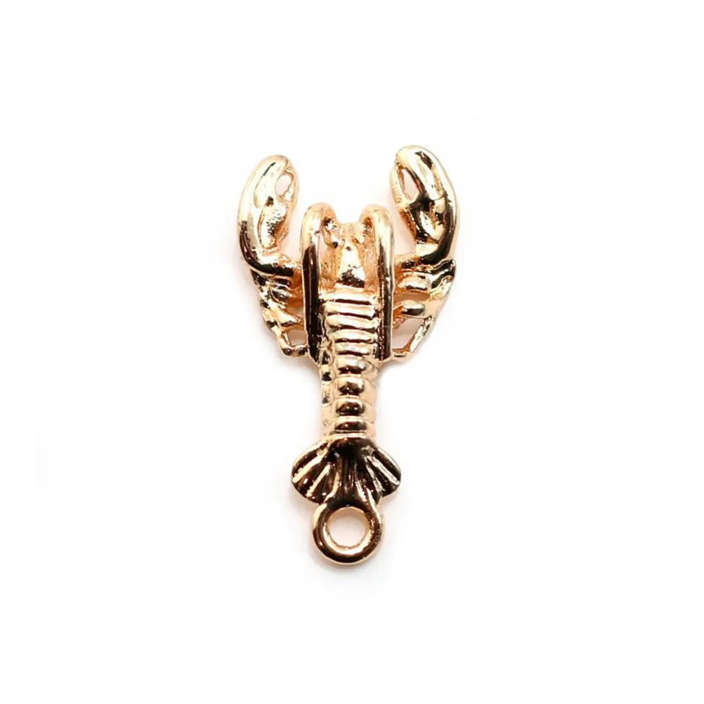 Charm lobster by "flash" gold on brass 11x20mm x 2pcs