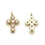 Croix avec zirconium plaquée or blanc sur laiton 6x10mm x 2pcs