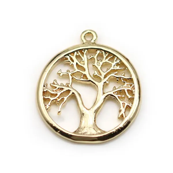 Bleloque arbre de vie Plaqué par "flash" or sur laiton  x 6pcs