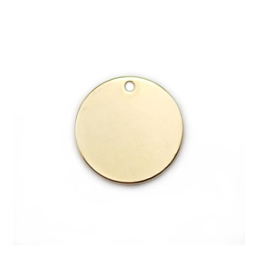 Charm to engrave, in round shape, plated by "flash" gold on brass 16mm x 4pcs