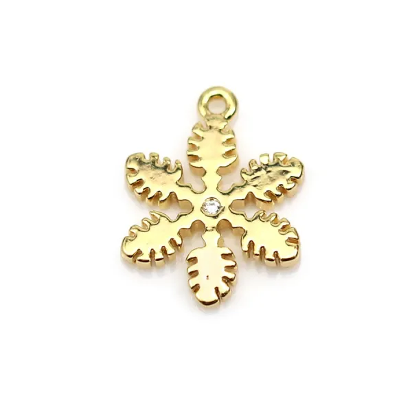 Snowflake pendant plated "flash" gold brass 5.8mm x 8pcs