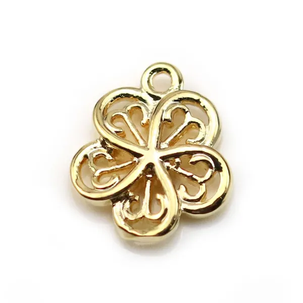 Bleloque fleur Plaqué par "flash" or sur laiton 9x11mm x 6pcs