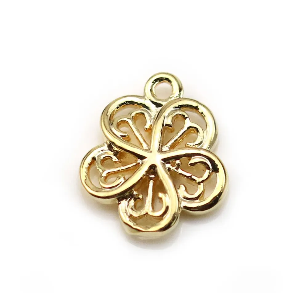 Bleloque fleur Plaqué par "flash" or sur laiton 9x11mm x 6pcs