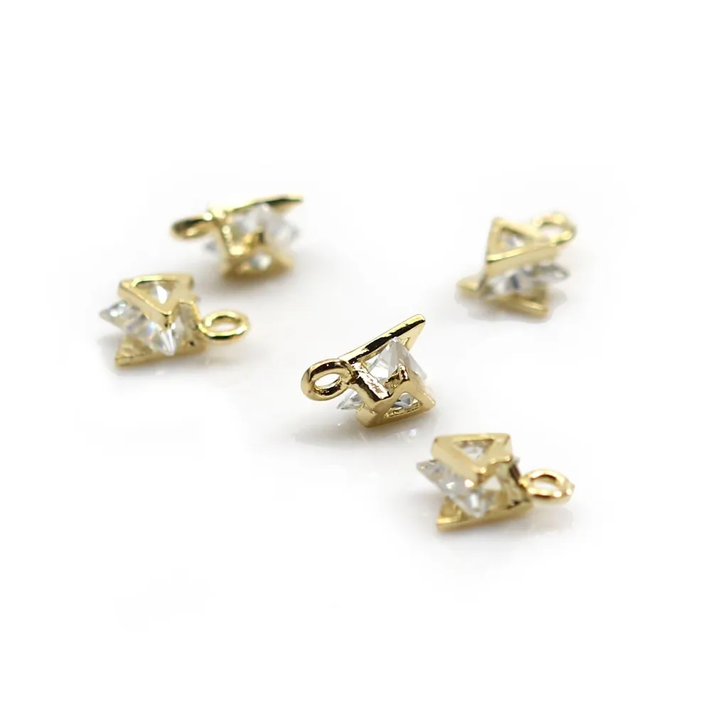 Snowflake pendant plated "flash" gold brass 5.8mm x 8pcs