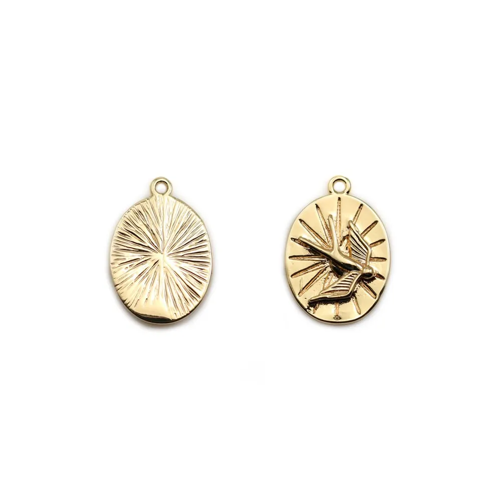 Pendentif ovale plaquées par 2pcs