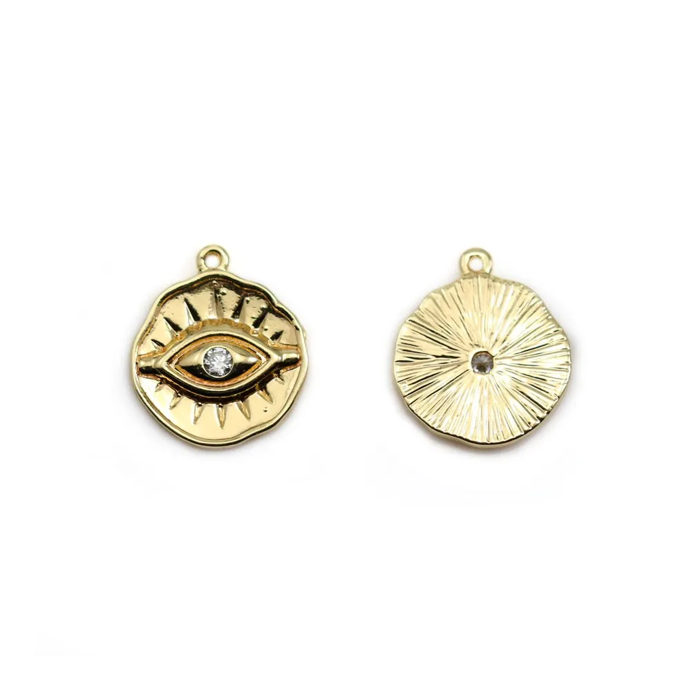 Pendentif oeil plaquées par "flash" or x 4 pcs