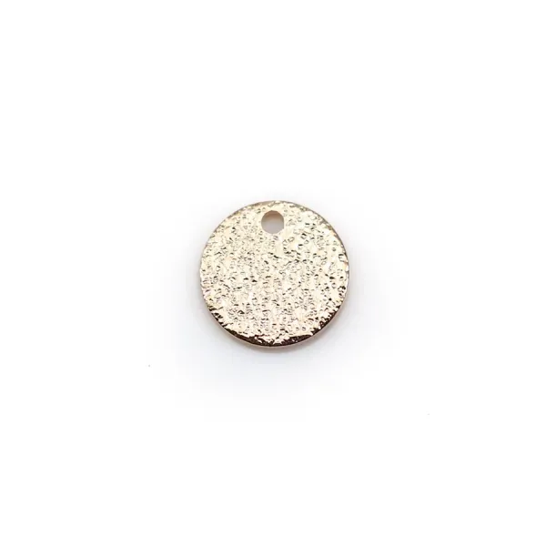 Breloque ronde plate "diamanté" plaquée flash or rose sur laiton, 8mm x 8pcs