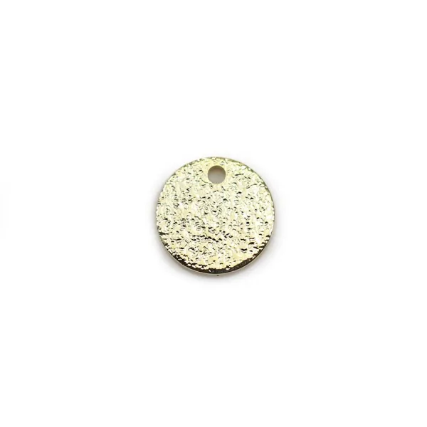 Breloque ronde plate "diamanté" plaquée flash or sur laiton, 8mm x 8pcs