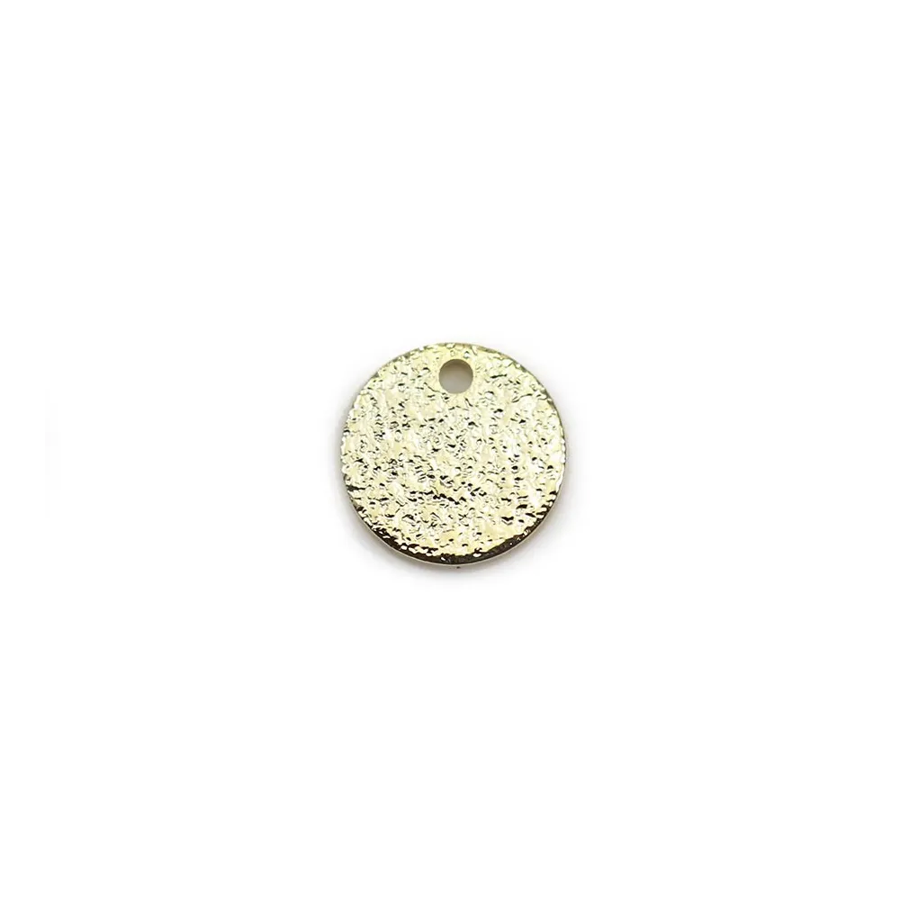 Round flat charm "diamond" plated flash gold on brass, 8mm x 8pcs
