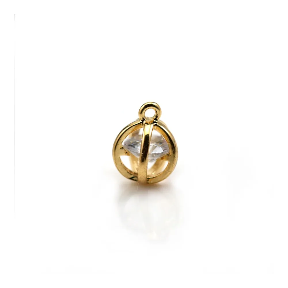Breloque de forme ronde avec zirconium 9x12mm x 2pcs