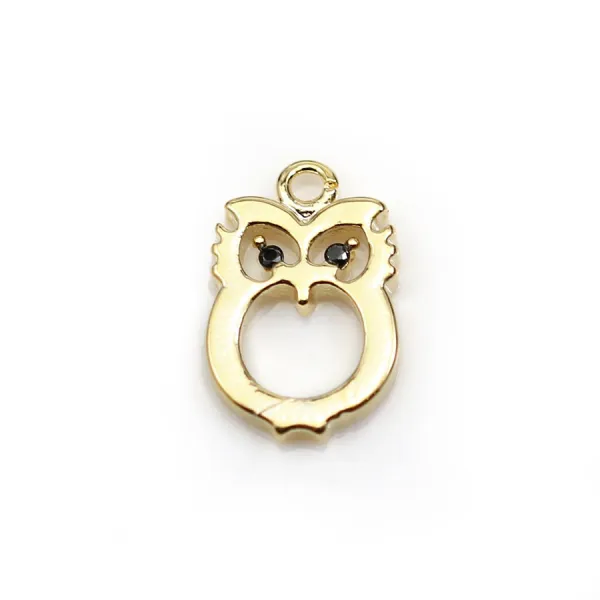 Breloque en forme hibou doré sur laiton x 2pcs