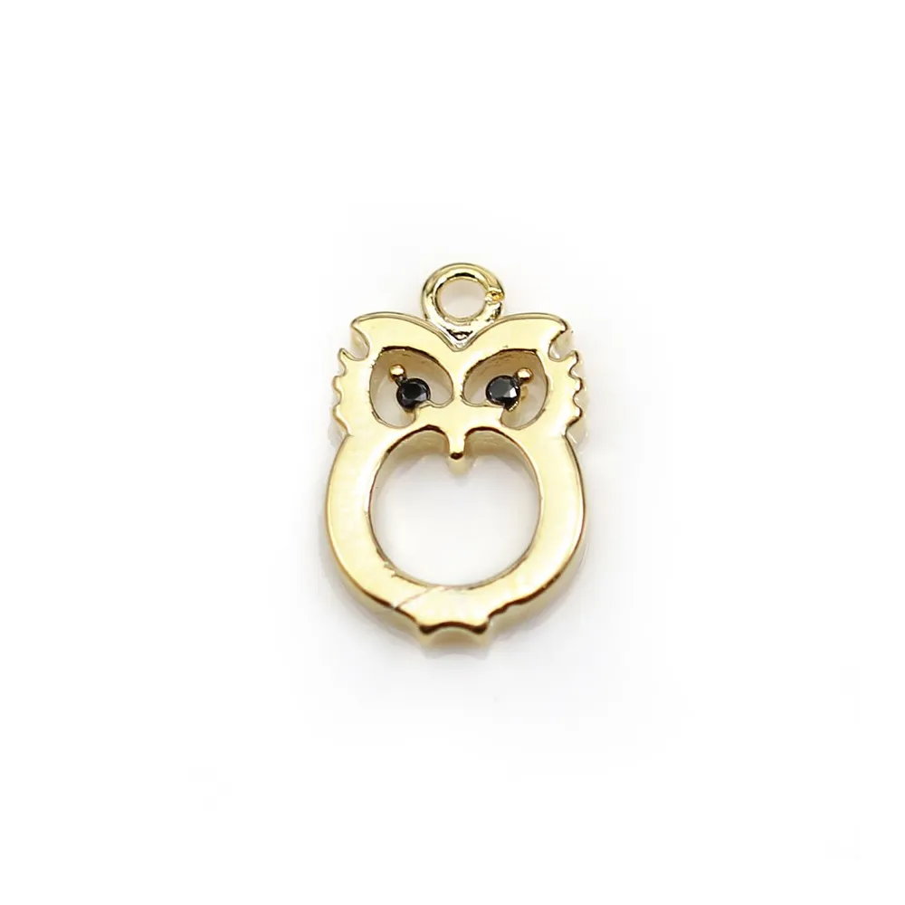 Breloque en forme hibou plaquée par "flash"or sur laiton x 2pcs