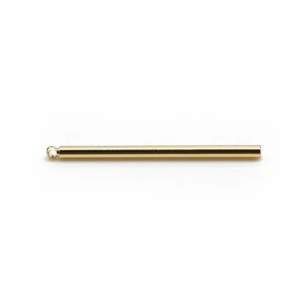 Pendentif en forme de tube 2x35mm , plaqué par "flash" or sur laiton x 4pcs
