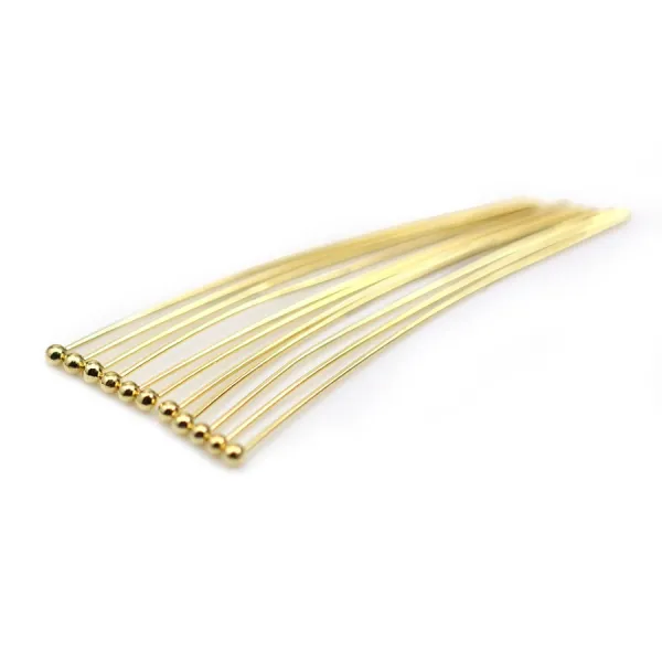 Clou tête boule plaqué par "flash" or sur laiton 0.55x1.7x45mm x 20pcs