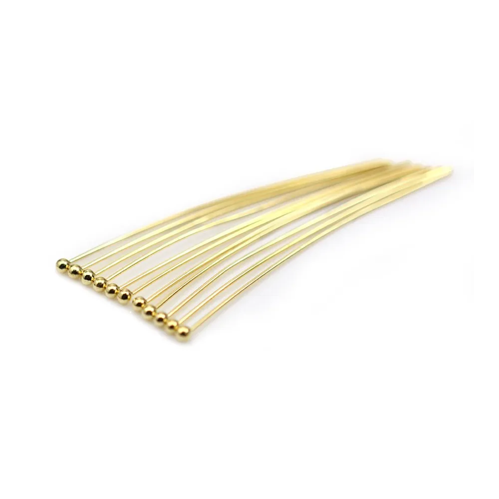 Ball head pin by "flash" gold on brass 0.55x1.7x45mm x 20pcs