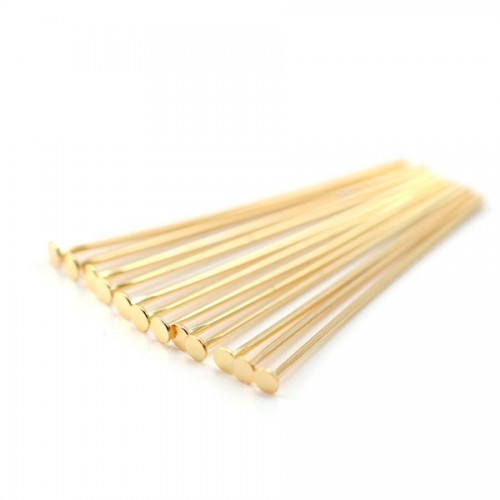 Venner flat head pin by "flash" Gold on brass 30mm x 10pcs