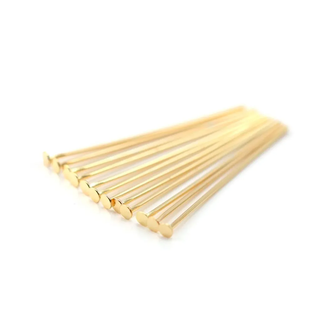 Clou tête plate plaquée par "flash" or sur laiton 30mm x 10pc