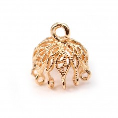 Cup flower with rings by "flash" Gold on brass 13x12mm x 1pc