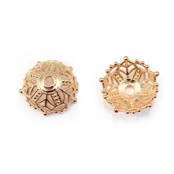 Coupelle en fleur Plaquée par "flash" or sur laiton 16x8mm x 1pc