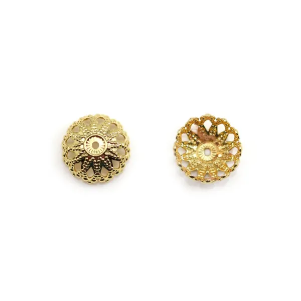 Coupelle en fleur Plaquée par "flash" or sur laiton 11.5x6mm x 2pcs