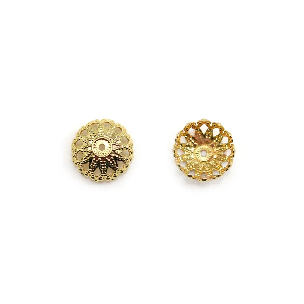 Coupelle en fleur Plaquée par "flash" or sur laiton 11.5x6mm x 2pcs