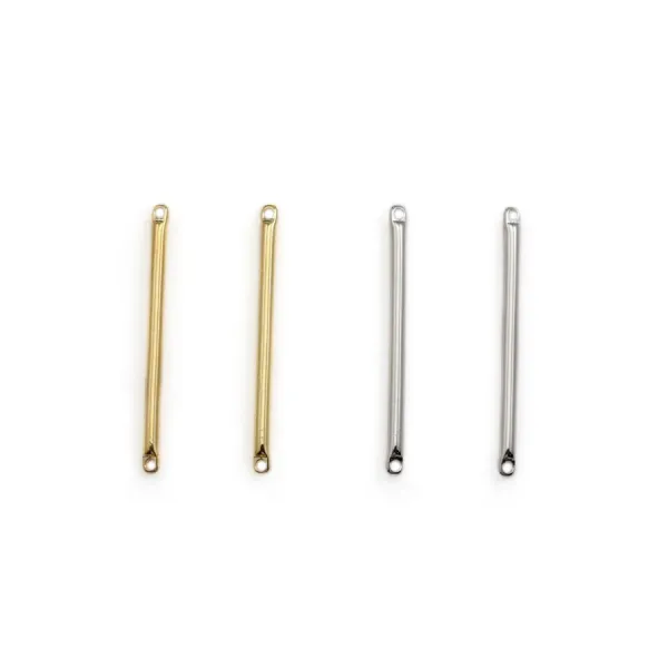 Intercalaire en forme de tube 1.5x40mm, plaqué par "flash" or sur laiton x 6pcs